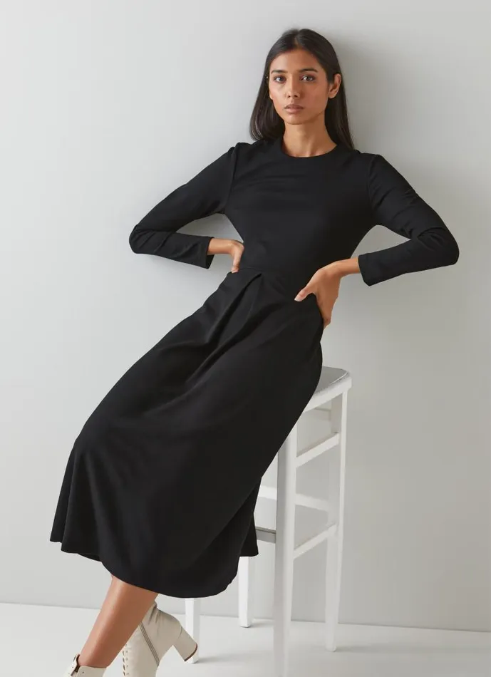 Women Maria Black Jersey Fit And Flare Dress Black LKBennett Dresses Women Maria Black Jersey Fit And Flare Dress Black LKBennett Dresses
