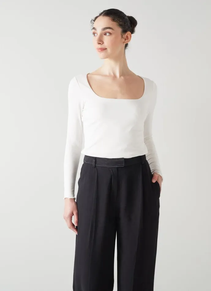 Women May Ivory Square Neck Top With LENZING ECOVERO Viscose Cream LKBennett Tops