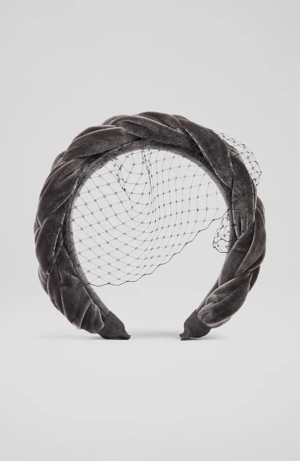 Women Melissa Grey Velvet Plaited Headband Fascinator LKBennett Hair Accessories Women Melissa Grey Velvet Plaited Headband Fascinator LKBennett Hair Accessories
