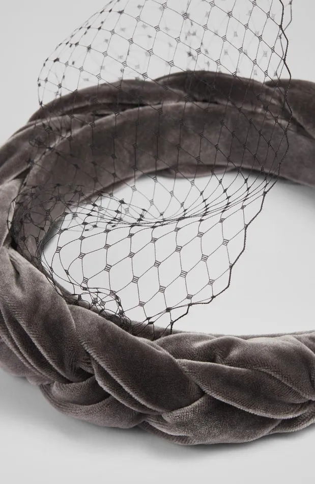 Women Melissa Grey Velvet Plaited Headband Fascinator LKBennett Hair Accessories Women Melissa Grey Velvet Plaited Headband Fascinator LKBennett Hair Accessories