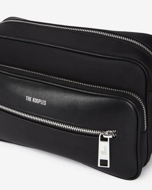 WomenMen Crossbody Bags The Kooples Messenger Bag In Black Leather And Nylon Fiber Black