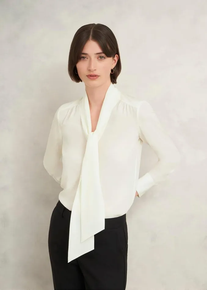 Women Mimi Silk Blouse Ivory Hobbs Tops