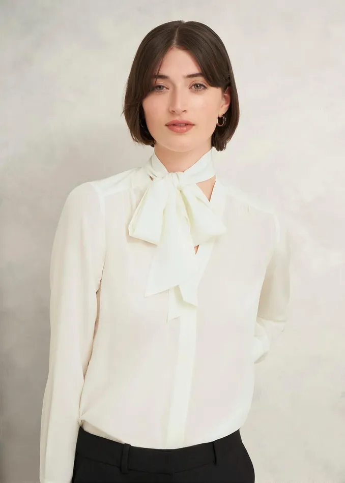 Women Mimi Silk Blouse Ivory Hobbs Tops