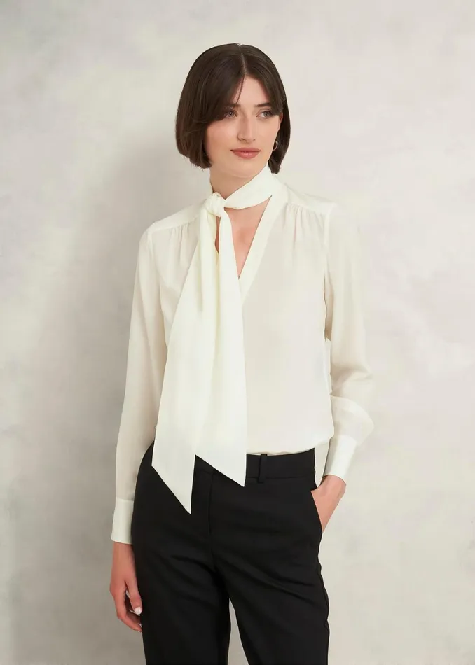 Women Mimi Silk Blouse Ivory Hobbs Tops