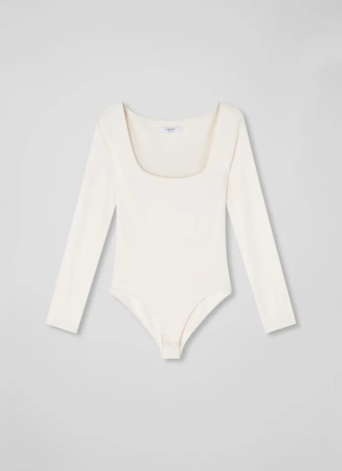 Women Miriam Ivory Square Neck Top With LENZING ECOVERO Viscose Ivory LKBennett Tops