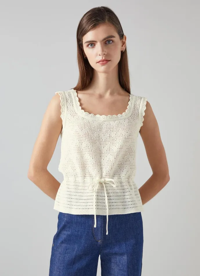 Women Mitzi Knitted Vest Ecru LKBennett Knitwear