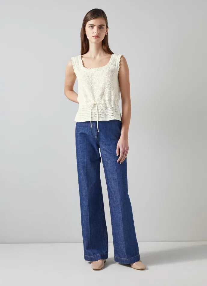 Women Mitzi Knitted Vest Ecru LKBennett Knitwear Women Mitzi Knitted Vest Ecru LKBennett Knitwear