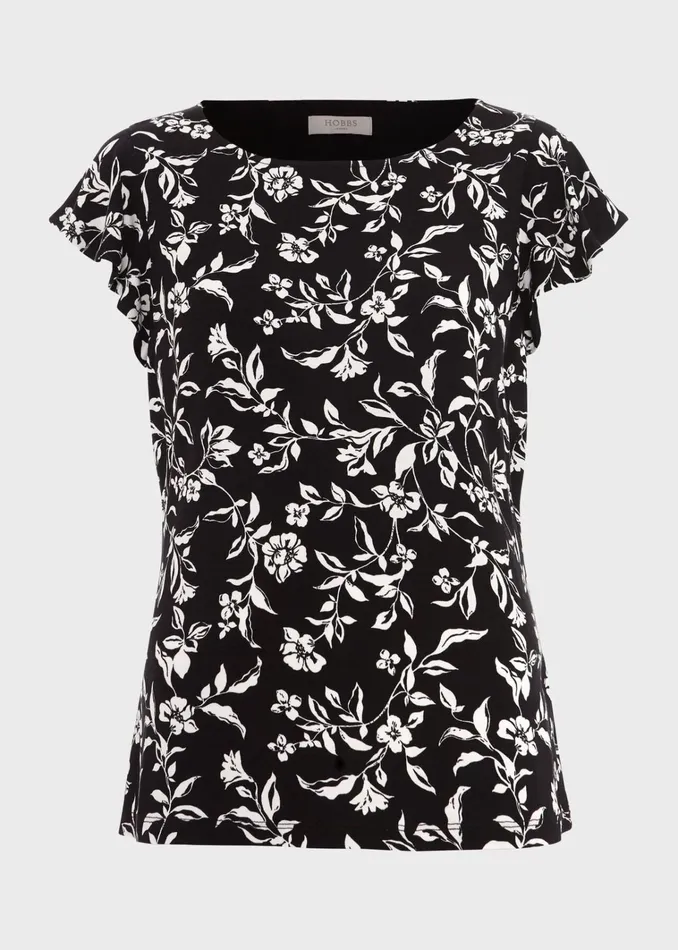 Women Nessie Printed Top Black Ivory Hobbs Tops