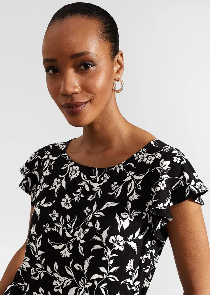 Women Nessie Printed Top Black Ivory Hobbs Tops