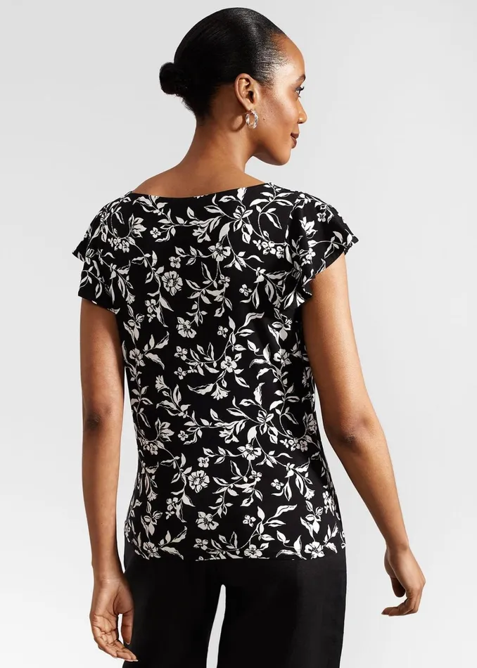 Women Nessie Printed Top Black Ivory Hobbs Tops