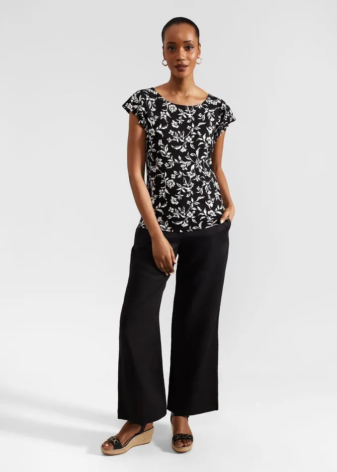 Women Nessie Printed Top Black Ivory Hobbs Tops