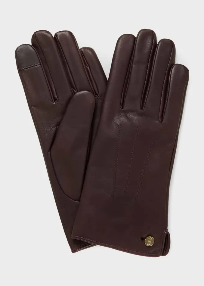 Women Otillia Leather Gloves Mahogany Red Hobbs Gloves