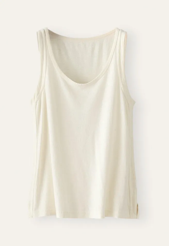 Women Panelled Vest Ecru Poetry Fashion TShirt and Tops