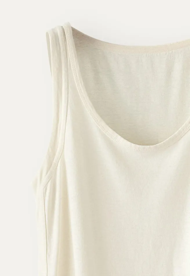 Women Panelled Vest Ecru Poetry Fashion TShirt and Tops