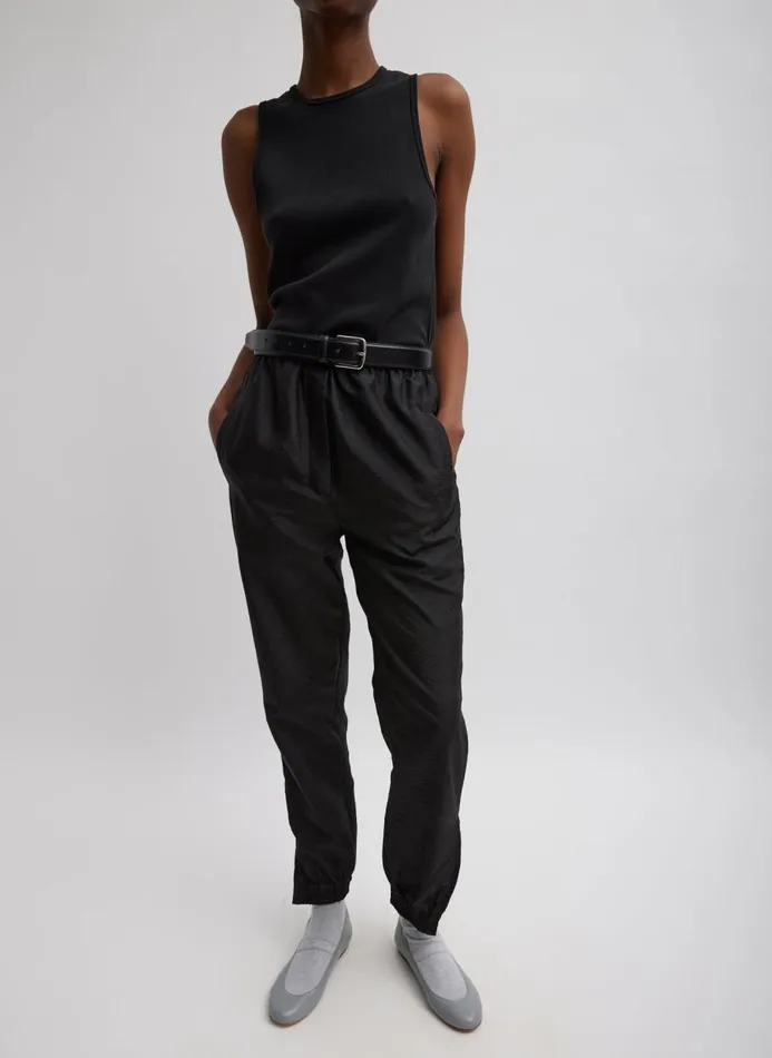 Women Pants and Shorts Tibi Crispy Nylon Kat Jogger Black