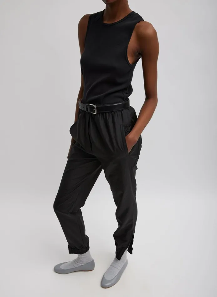 Women Pants and Shorts Tibi Crispy Nylon Kat Jogger Black