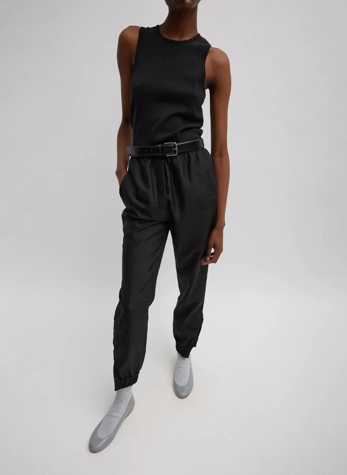 Women Pants and Shorts Tibi Crispy Nylon Kat Jogger Black