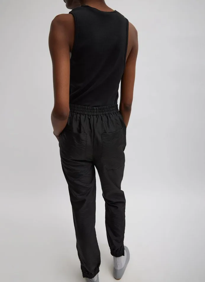 Women Pants and Shorts Tibi Crispy Nylon Kat Jogger Black