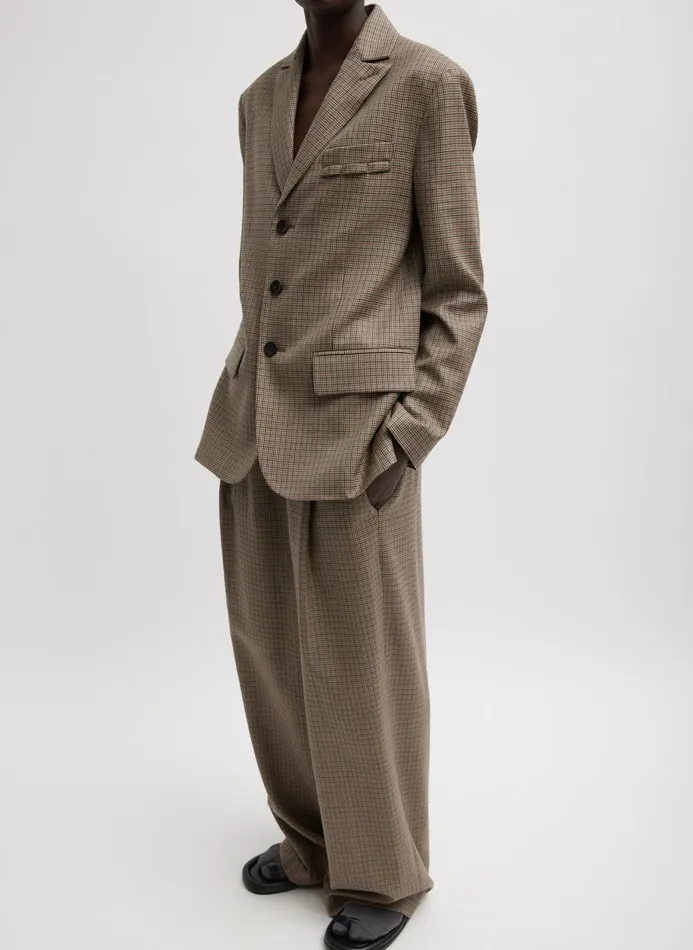Women Pants and Shorts Tibi Thomas Menswear Check Marit Pullon Pant Tan Multi