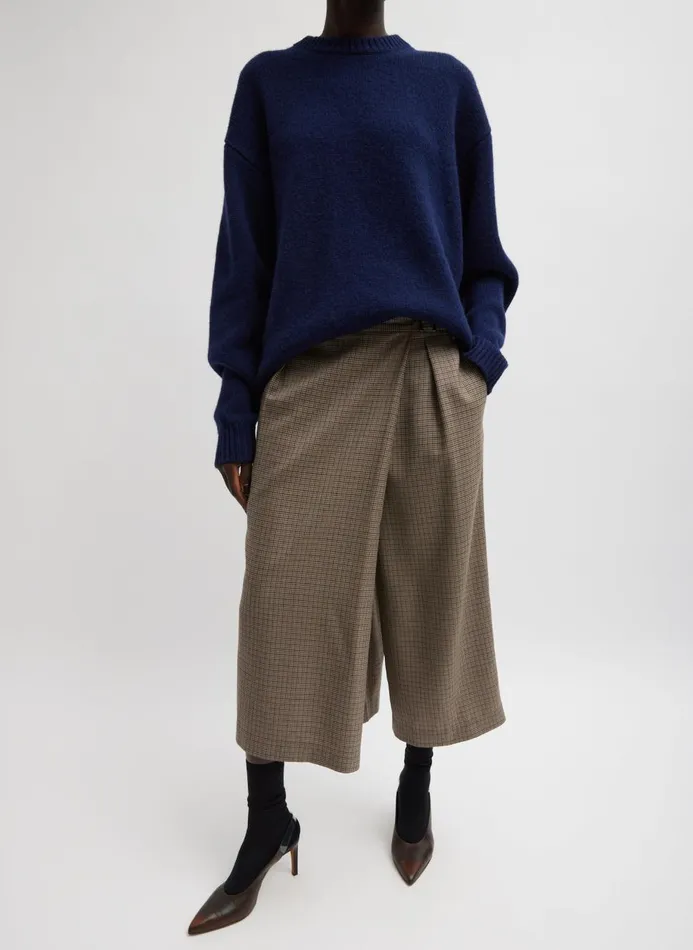 Women Pants and Shorts Tibi Thomas Menswear Check Wrap Culotte Tan Multi