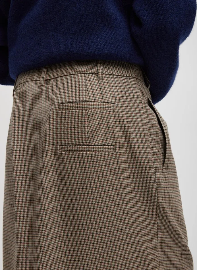 Women Pants and Shorts Tibi Thomas Menswear Check Wrap Culotte Tan Multi