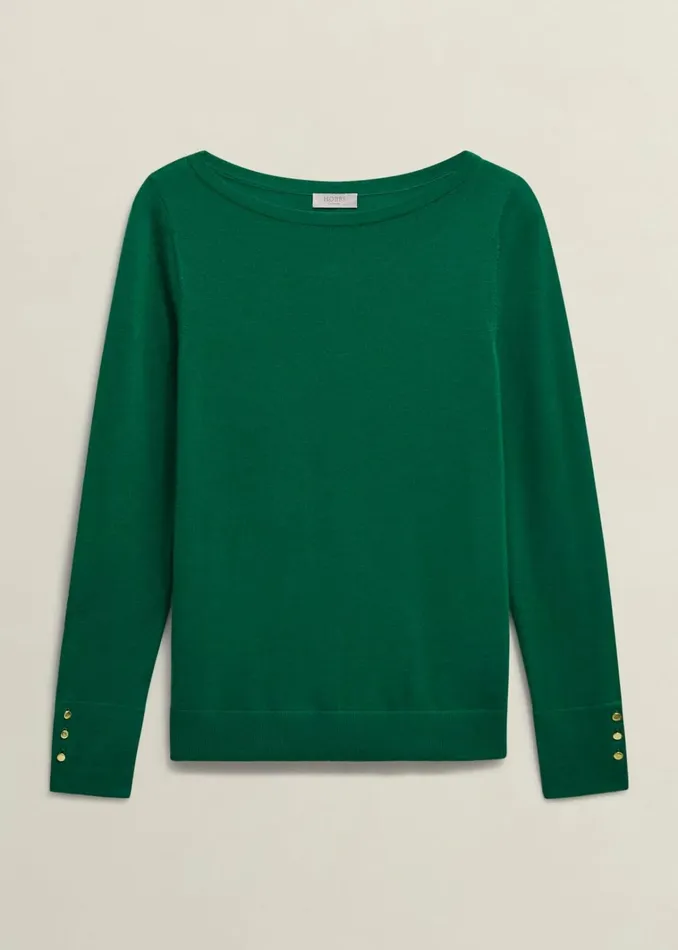 Women Perla Merino Wool Jumper Agate Green Hobbs Jumpers and Cardigans