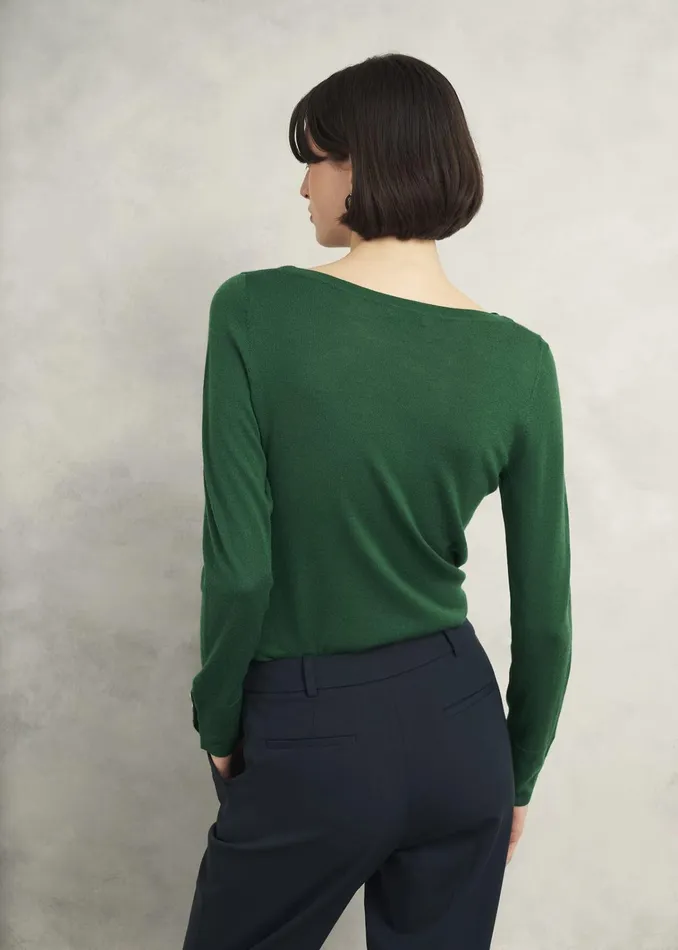 Women Perla Merino Wool Jumper Agate Green Hobbs Jumpers and Cardigans