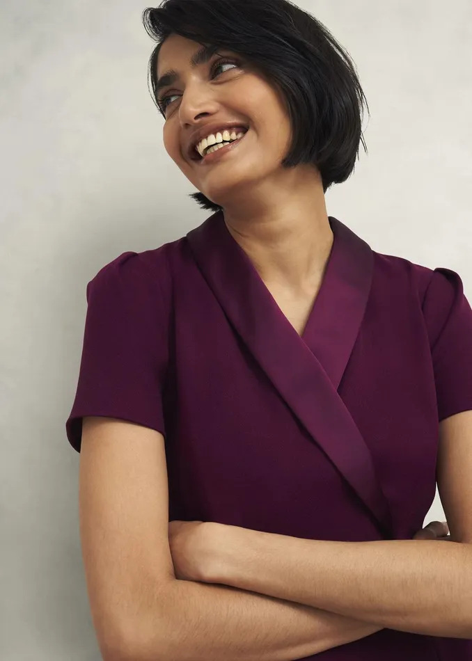 Women Petite Amira Dress Warm Plum Hobbs Dresses and Jumpsuits