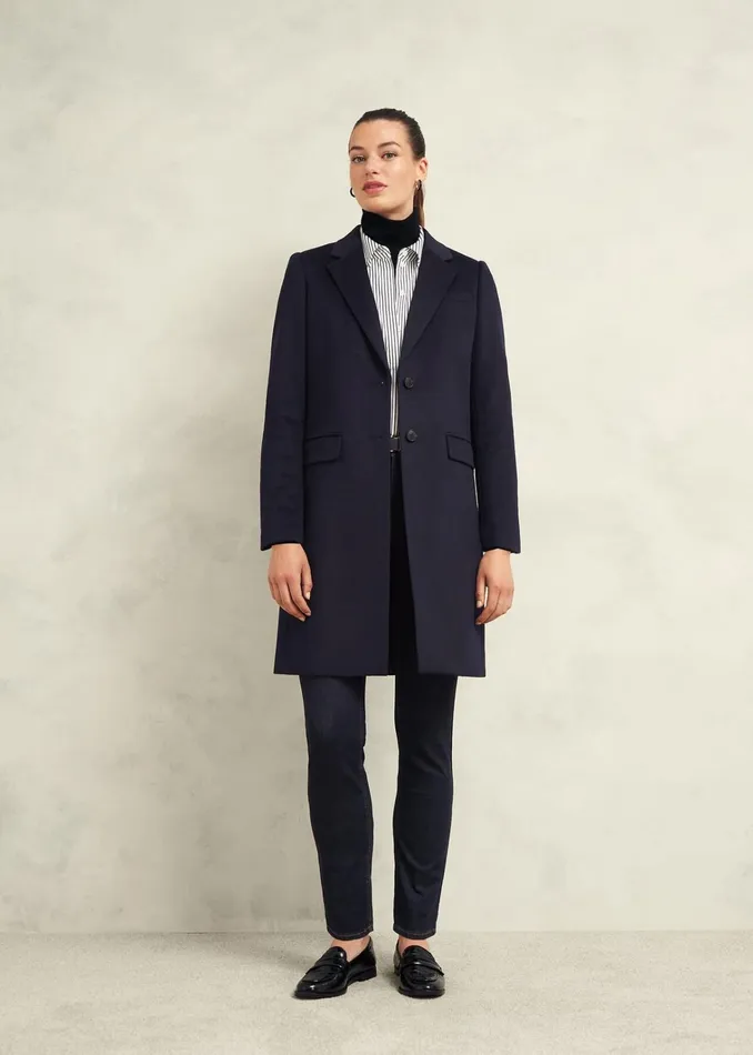 Women Petite Cavendish Wool Coat Navy Hobbs Coats and Jackets