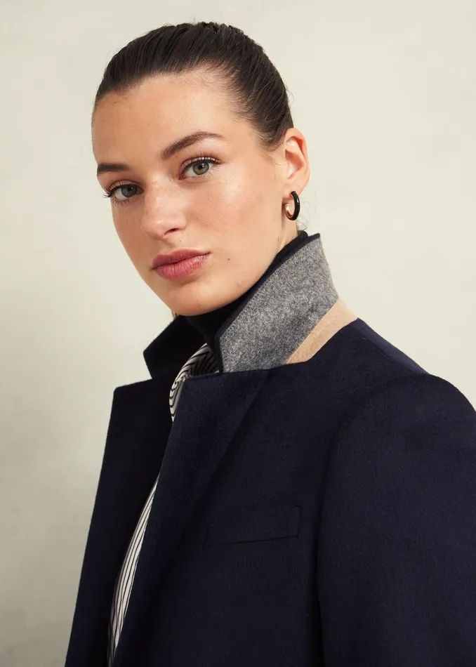 Women Petite Cavendish Wool Coat Navy Hobbs Coats and Jackets