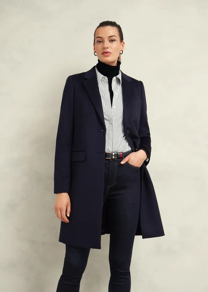 Women Petite Cavendish Wool Coat Navy Hobbs Coats and Jackets