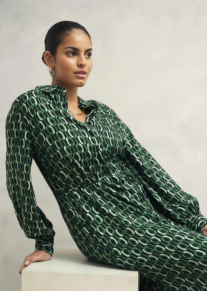 Women Petite Florian Dress Navy Green Hobbs Dresses and Jumpsuits