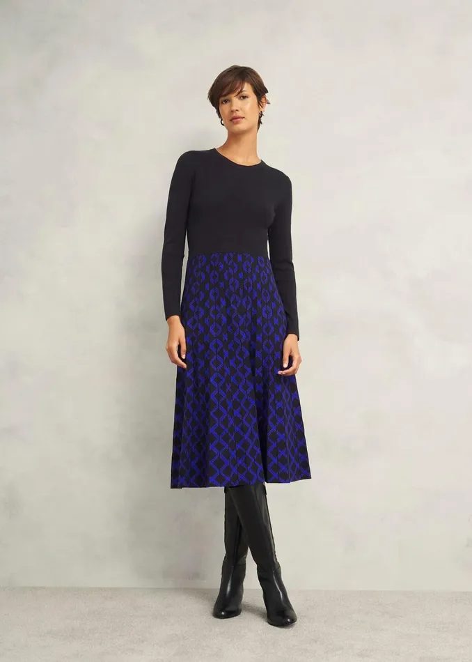 Women Petite Larna Dress Black Blue Hobbs Dresses and Jumpsuits