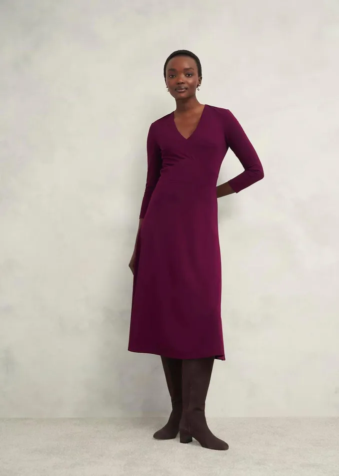 Women Petite Mirabel Ponte Dress Warm Plum Hobbs Dresses and Jumpsuits