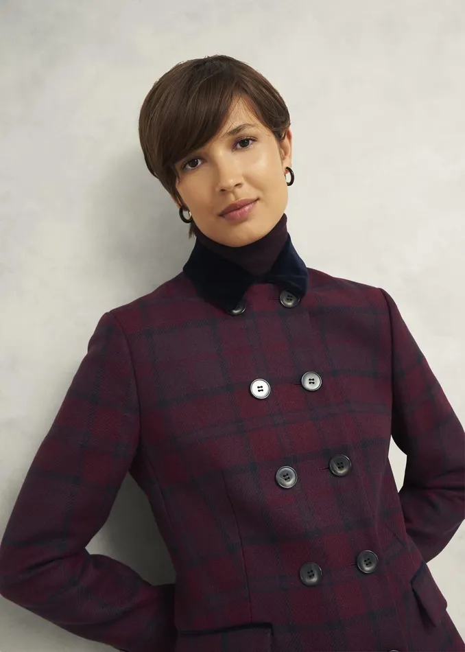 Women Petite Patricia Wool Blend Coat Pink Multi Hobbs Coats and Jackets