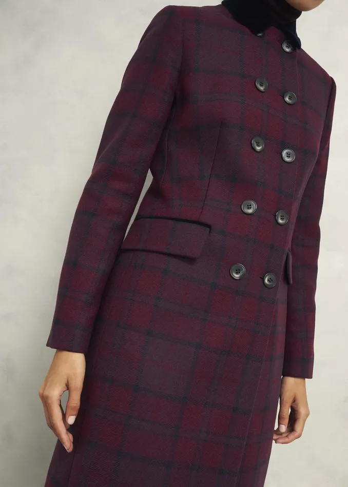 Women Petite Patricia Wool Blend Coat Pink Multi Hobbs Coats and Jackets