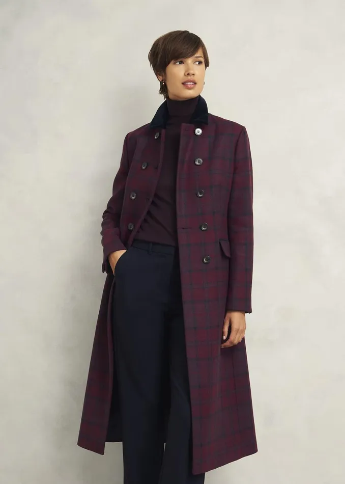 Women Petite Patricia Wool Blend Coat Pink Multi Hobbs Coats and Jackets