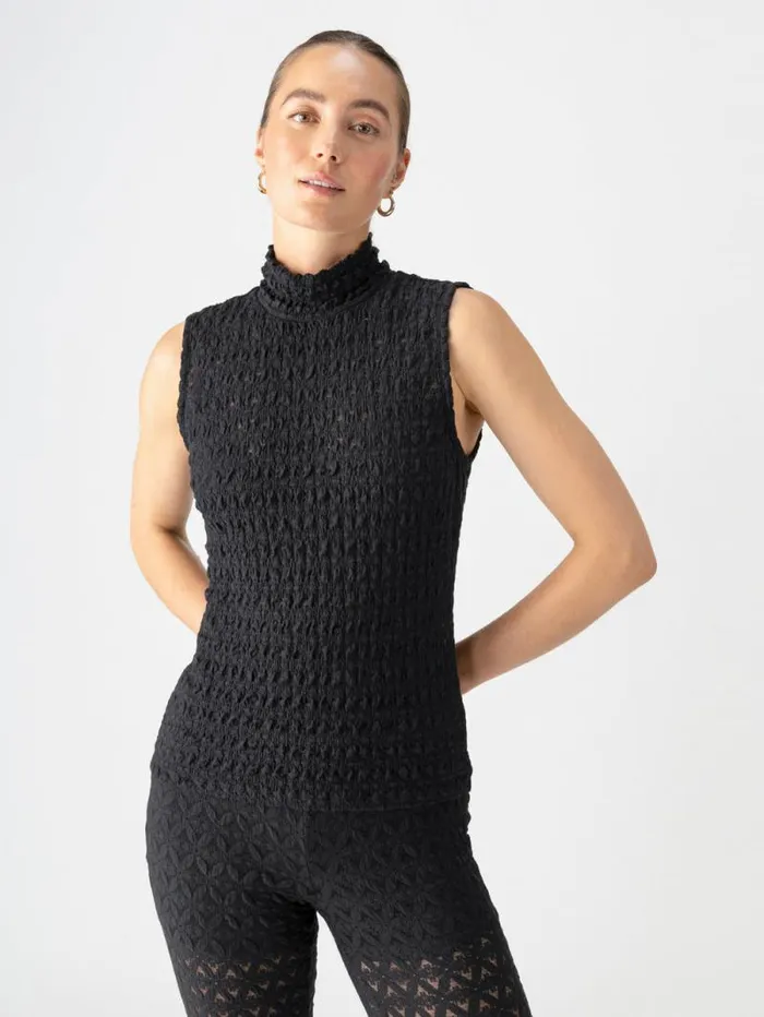 Women Pucker Up Lace Mock Neck Tank Black Sanctuary Clothing Sweaters and Cardis Women Pucker Up Lace Mock Neck Tank Black Sanctuary Clothing Sweaters and Cardis