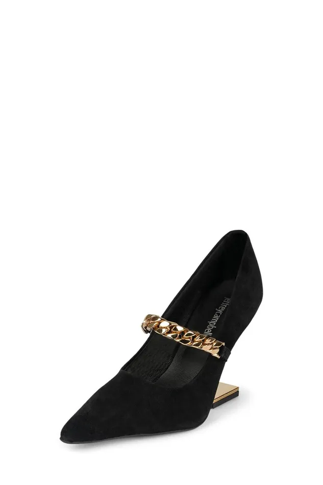 Women Pump Jeffrey Campbell HALFPAST Black Suede Gold