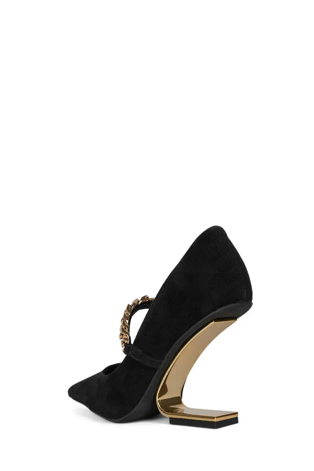 Women Pump Jeffrey Campbell HALFPAST Black Suede Gold