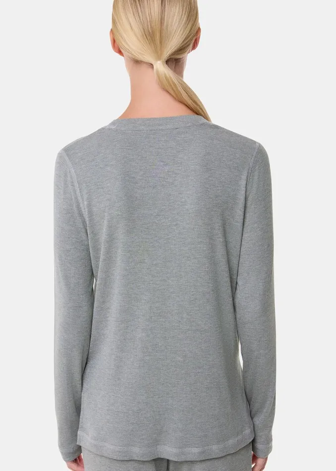 Women Pyjamas Whistles Grey Marl Rib Jersey Pyjama Top
