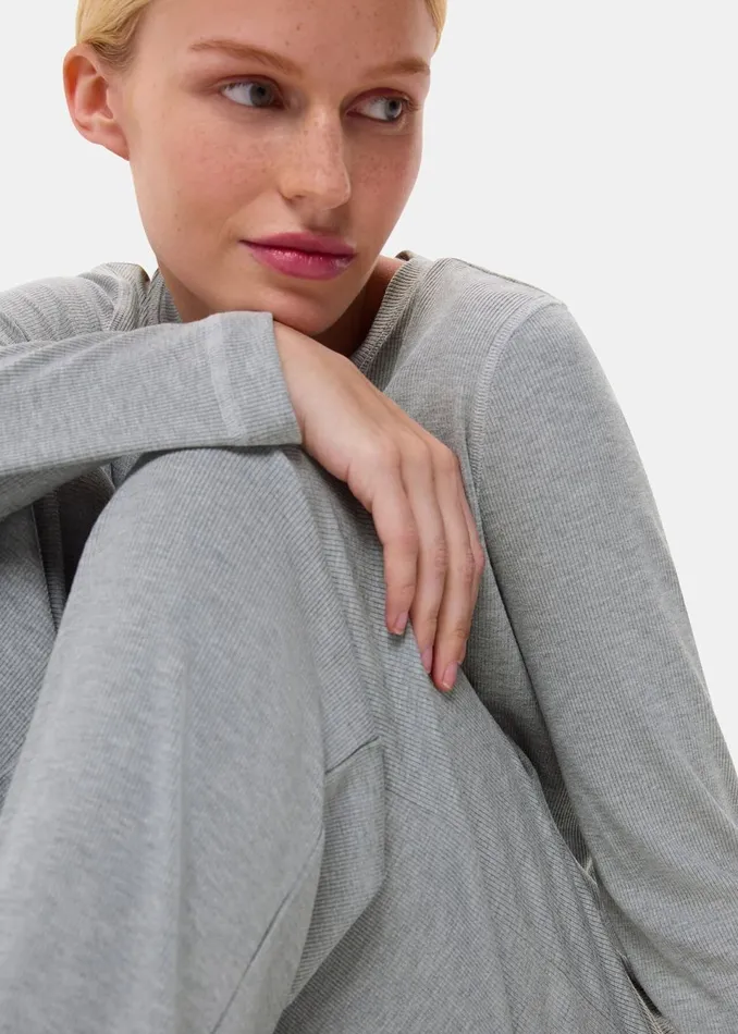Women Pyjamas Whistles Grey Marl Rib Jersey Pyjama Top