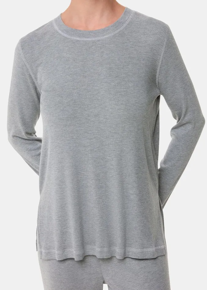Women Pyjamas Whistles Grey Marl Rib Jersey Pyjama Top
