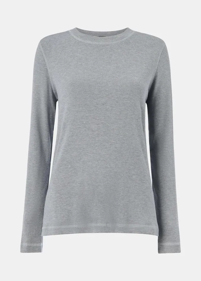 Women Pyjamas Whistles Grey Marl Rib Jersey Pyjama Top