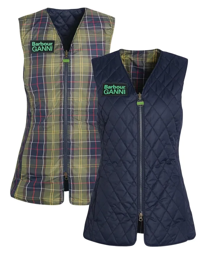 Women Quilted Jackets Barbour X GANNI Reversible Betty Liner Navyclassic