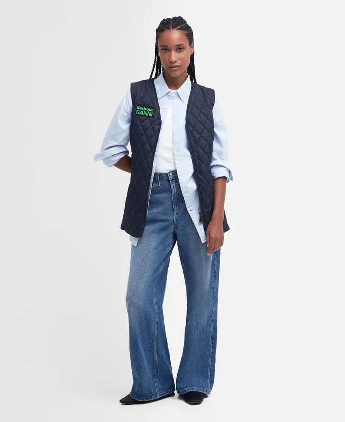 Women Quilted Jackets Barbour X GANNI Reversible Betty Liner Navyclassic