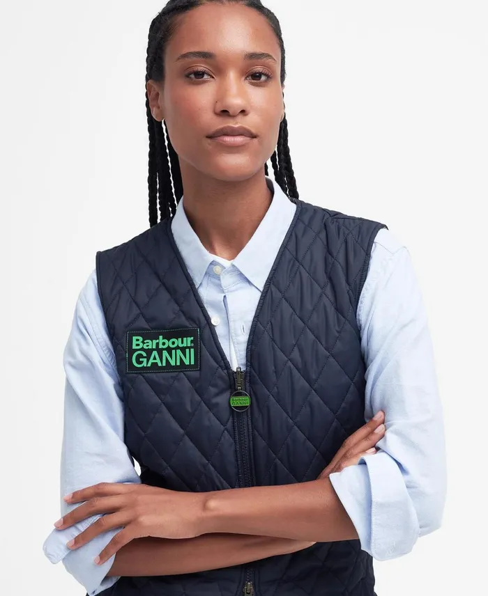 Women Quilted Jackets Barbour X GANNI Reversible Betty Liner Navyclassic