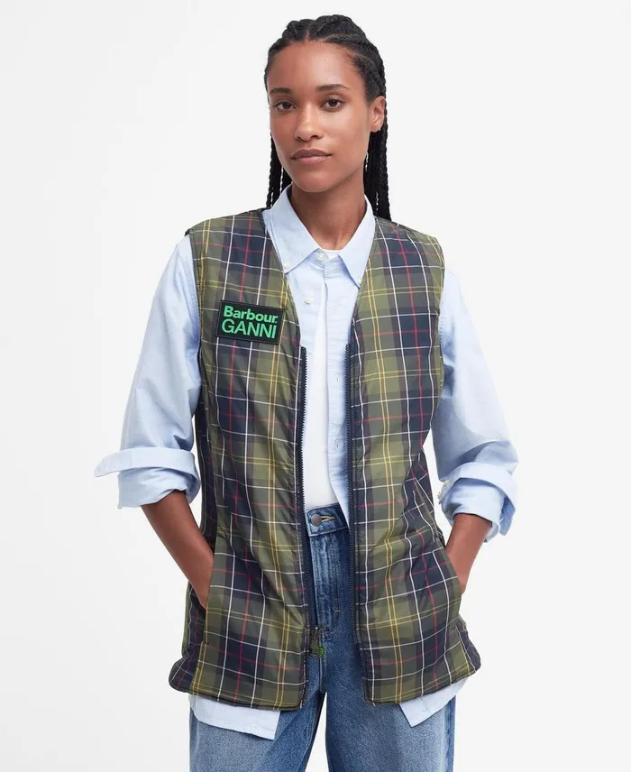 Women Quilted Jackets Barbour X GANNI Reversible Betty Liner Navyclassic