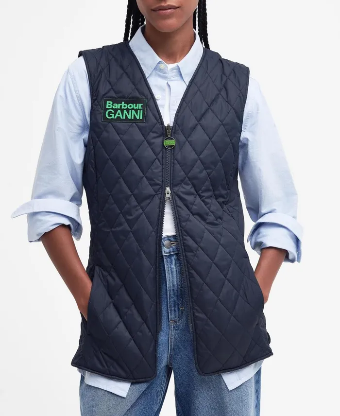 Women Quilted Jackets Barbour X GANNI Reversible Betty Liner Navyclassic