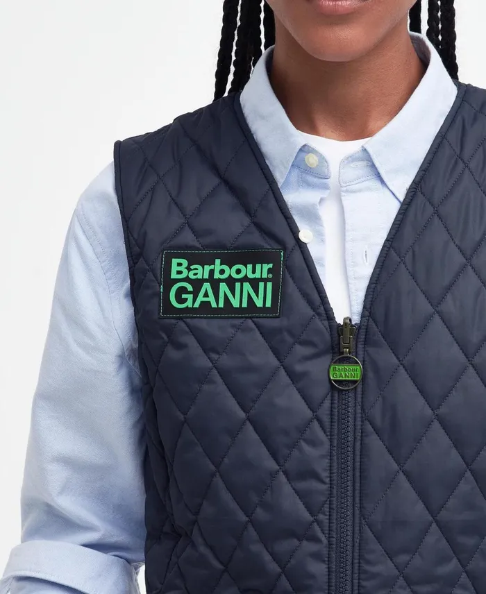 Women Quilted Jackets Barbour X GANNI Reversible Betty Liner Navyclassic